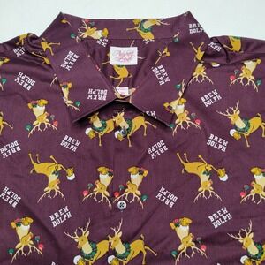 North Pole Men Big 4X BREW DOLPH Allover Print Rudolph Red Nosed Reindeer NEW